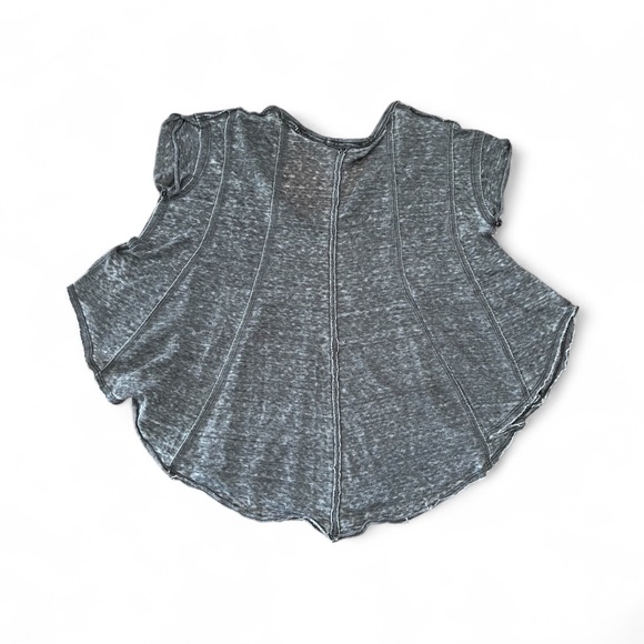 Free People - We The Free - Sammie Tee Gray V-Neck Boho Distressed Grunge Sz XS - Picture 3 of 9